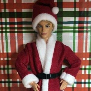 Barbie Clothes for Ken Christmas Wine Red Santa Suit Santa Clause Outfit